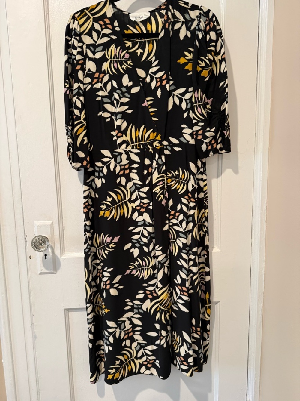Ba&Sh Black Floral Print Wrap-Mid - Black / Yellow / Pink EUC Size 3 US 10